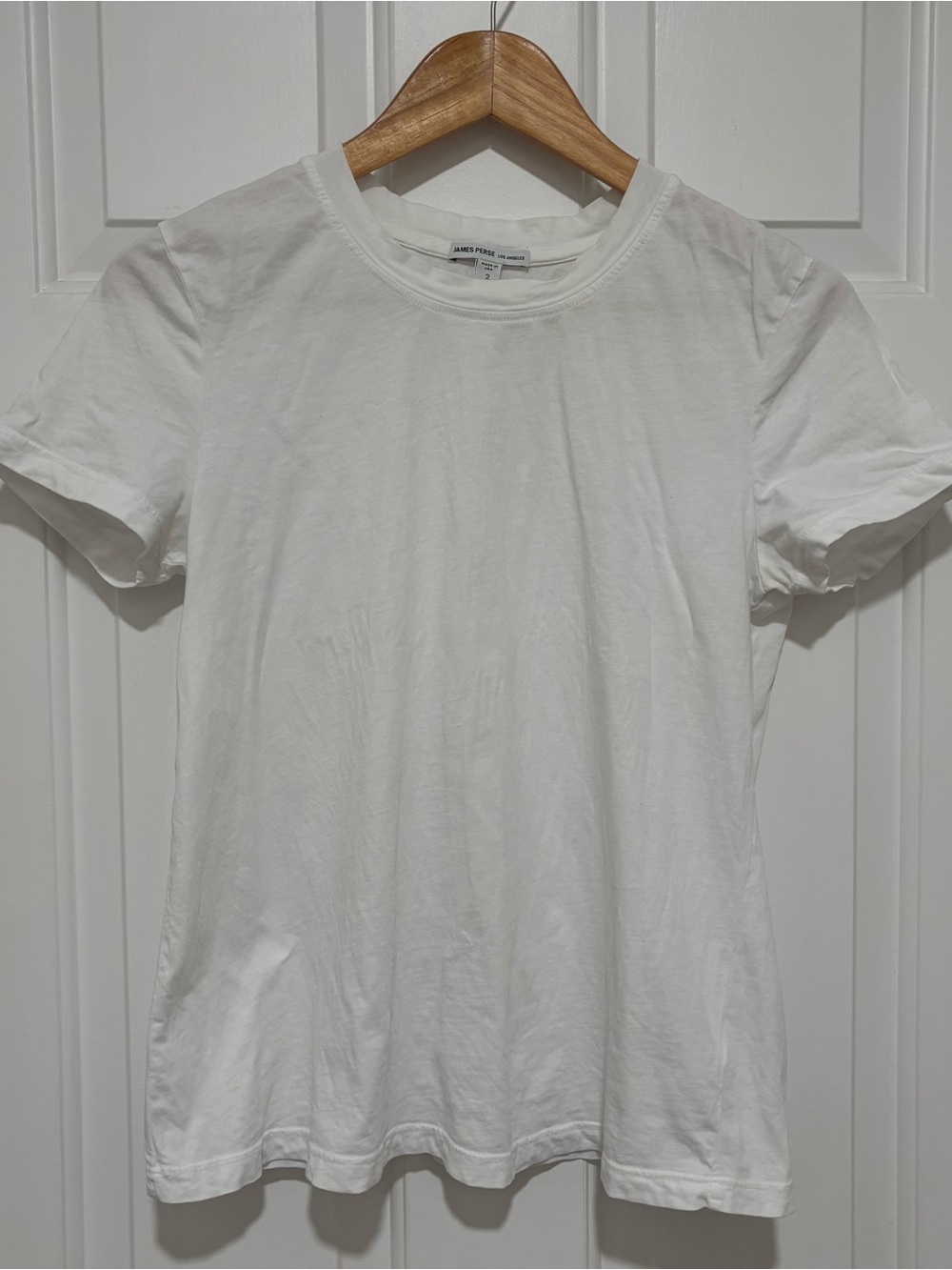 James Perse women’s Classic Cotton Crew Neck T-Shirt White size 2